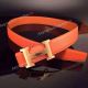 replica Hermes Orange Leather Belt Gold buckle for man (1)_th.jpg